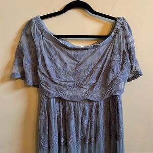 Blue lace dress! Pink Blush!